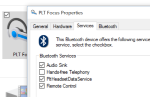 Bluetooth Device Properties Dialog