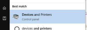 Devices and Printers Dialog
